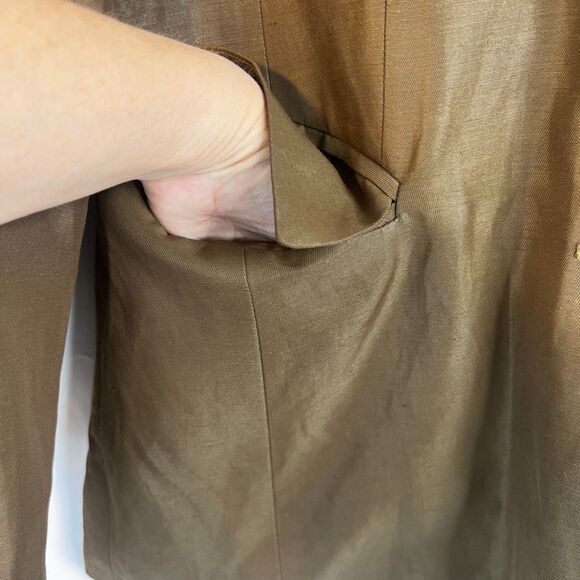 Betty Barclay Collarless Vneck Single Breasted Flax Blend Blazer Jacket Sz M/L** - Picture 6 of 11